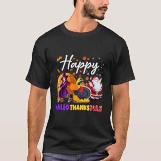 Lycklig Hallothanksmas Funny Halloween Thanksgivin T Shirt
