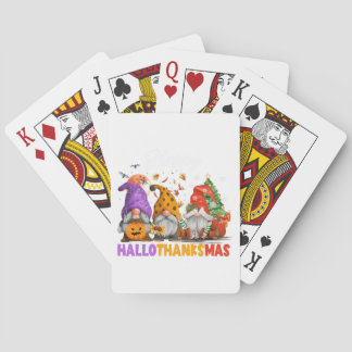 Lycklig Hallothanksmas Gnome Halloween Thanksgivin Casinokort