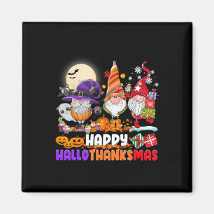Lycklig Hallothanksmas Gnome Halloween Thanksgivin Magnet