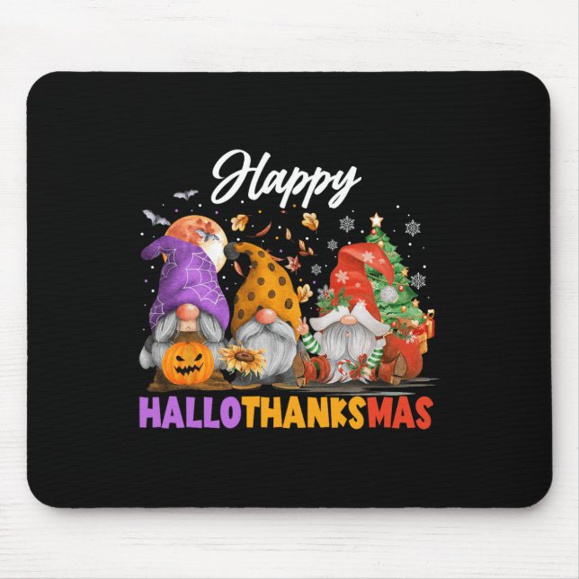 Lycklig Hallothanksmas Gnome Halloween Thanksgivin Musmatta (Framsidan)