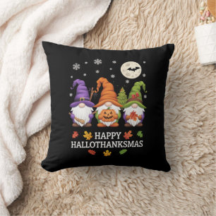 Lycklig Hallothanksmas Gnomes Älskare Halloween Ju Kudde