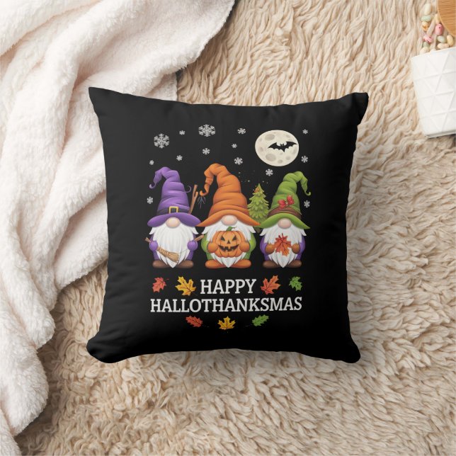 Lycklig Hallothanksmas Gnomes Älskare Halloween Ju Kudde (Filt)