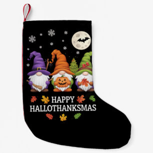 Lycklig Hallothanksmas Gnomes Älskare Halloween Ju Liten Julstrumpa