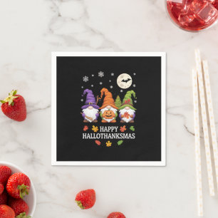 Lycklig Hallothanksmas Gnomes Älskare Halloween Ju Pappersservett