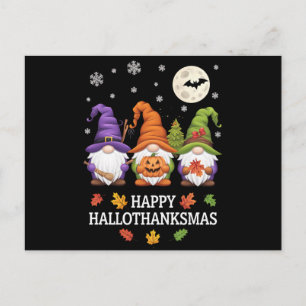 Lycklig Hallothanksmas Gnomes Älskare Halloween Ju Vykort