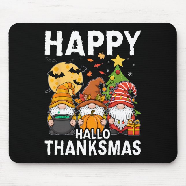 Lycklig Hallothanksmas Gnomes Älskare Halloween Me Musmatta (Framsidan)