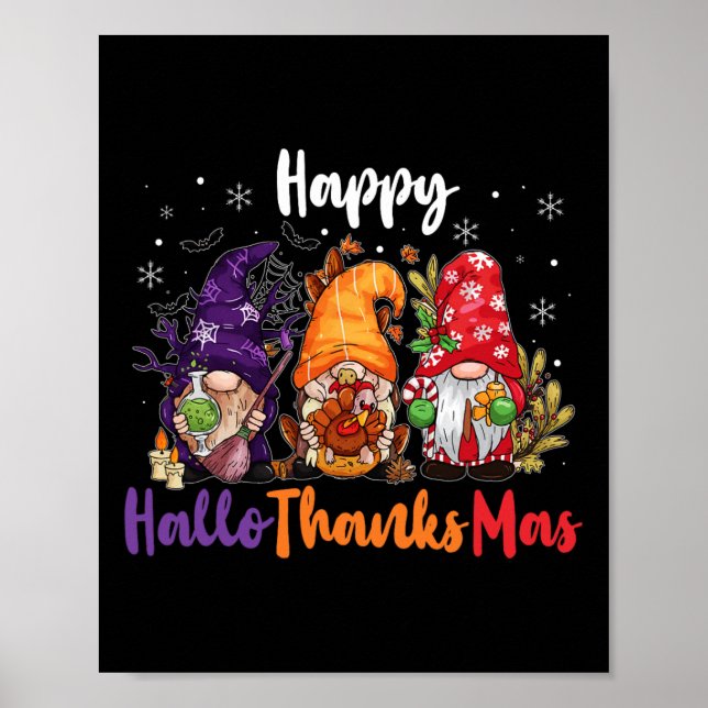 Lycklig Hallothanksmas Gnomes Älskare Halloween Me Poster (Framsidan)