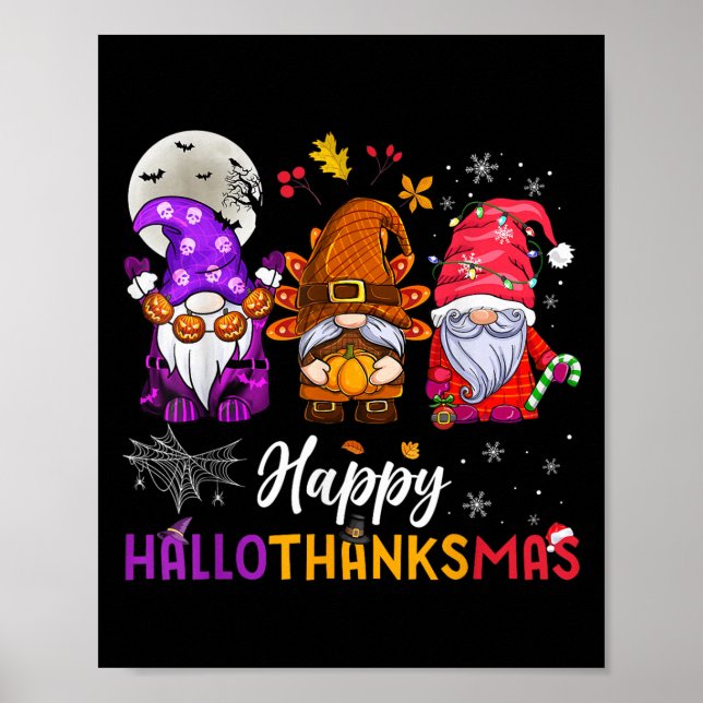 Lycklig Hallothanksmas Gnomes Älskare Halloween Me Poster (Framsidan)