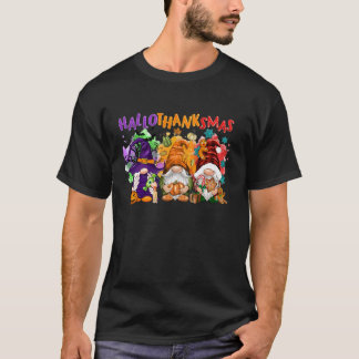 Lycklig Hallothanksmas Gnomes Älskare Halloween Me T Shirt