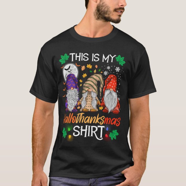 Lycklig Hallothanksmas Gnomes Älskare T Shirt (Framsida)