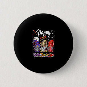 Lycklig Hallothanksmas Gnomes Halloween Thanksgivi Knapp