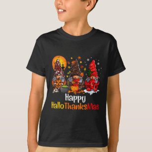Lycklig Hallothanksmas Gnomes Halloween Thanksgivi T Shirt