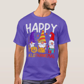 Lycklig Hallothanksmas Gnomes Halloween Thanksgivi T Shirt
