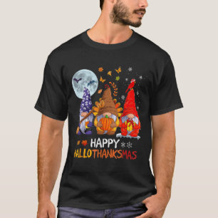 Lycklig Hallothanksmas Halloween Gnomes Thanksgivi T Shirt