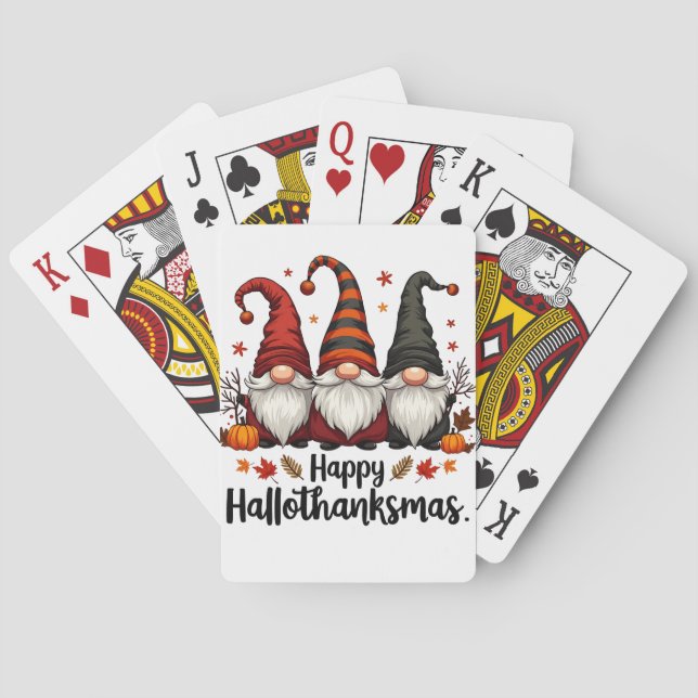 Lycklig Hallothanksmas Halloween Julafton Gnomes Casinokort (Baksidan)