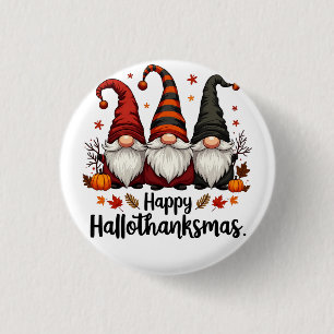 Lycklig Hallothanksmas Halloween Julafton Gnomes Knapp