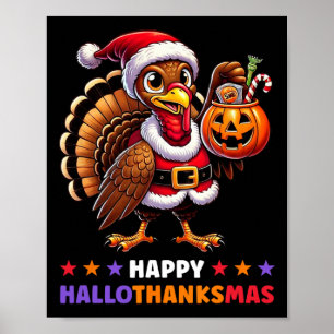 Lycklig Hallothanksmas Halloween Thanksgiving Jula Poster