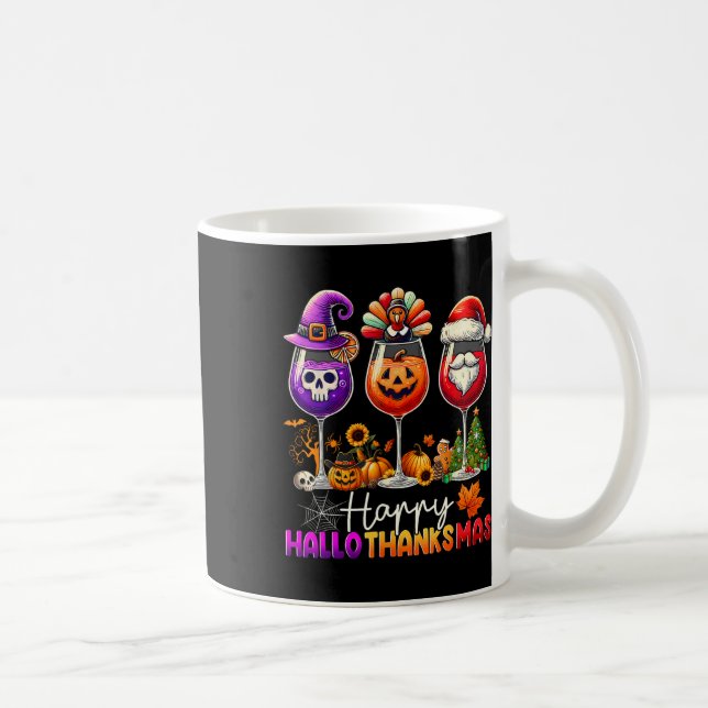 Lycklig Hallothanksmas Halloween Thanksgiving Kris Kaffemugg (Höger)