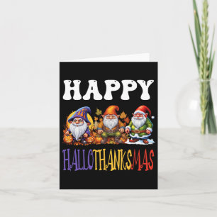Lycklig Hallothanksmas Halloween Thanksgiving Kris Kort