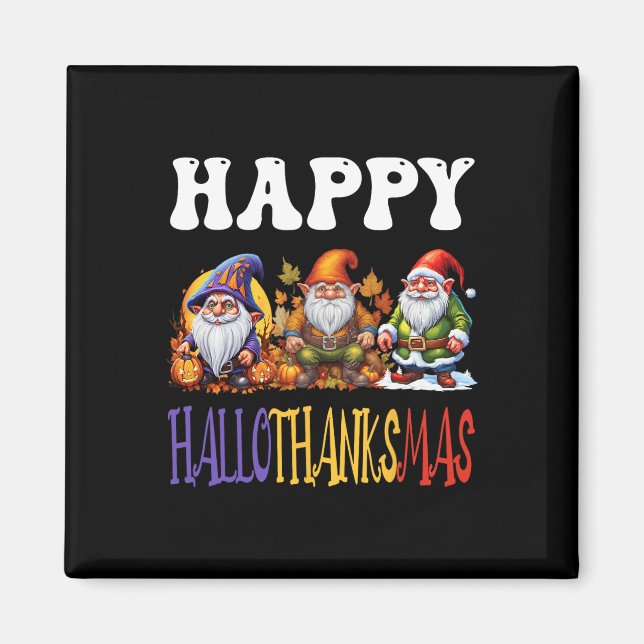 Lycklig Hallothanksmas Halloween Thanksgiving Kris Magnet (Framsidan)