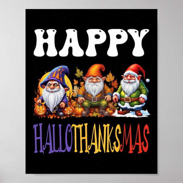 Lycklig Hallothanksmas Halloween Thanksgiving Kris Poster (Framsidan)