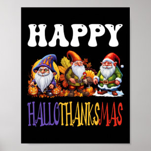 Lycklig Hallothanksmas Halloween Thanksgiving Kris Poster