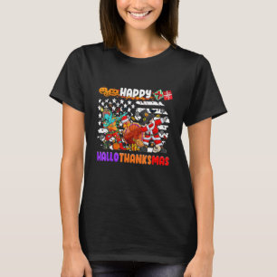 Lycklig Hallothanksmas Halloween Thanksgiving Kris T Shirt