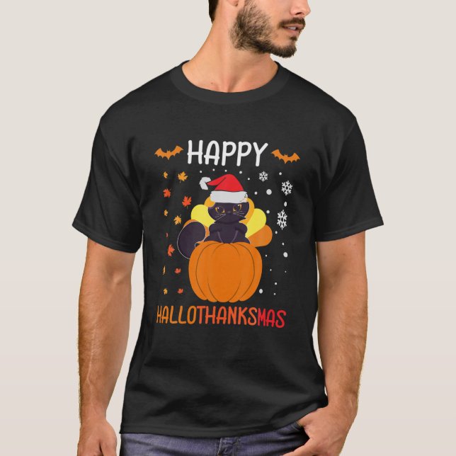 Lycklig Hallothanksmas Helgdag Innekatt Owner Fe T Shirt (Framsida)