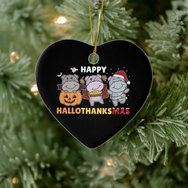 Lycklig Hallothanksmas Hippos jul Hippo Cerami Julgransprydnad Keramik (Träd)