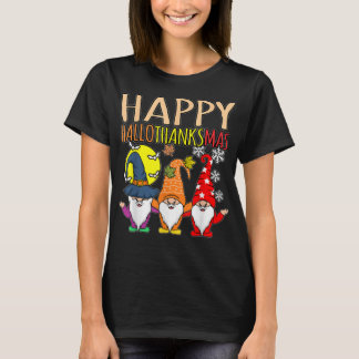 Lycklig Hallothanksmas jul Halloween Thanksgiv T Shirt
