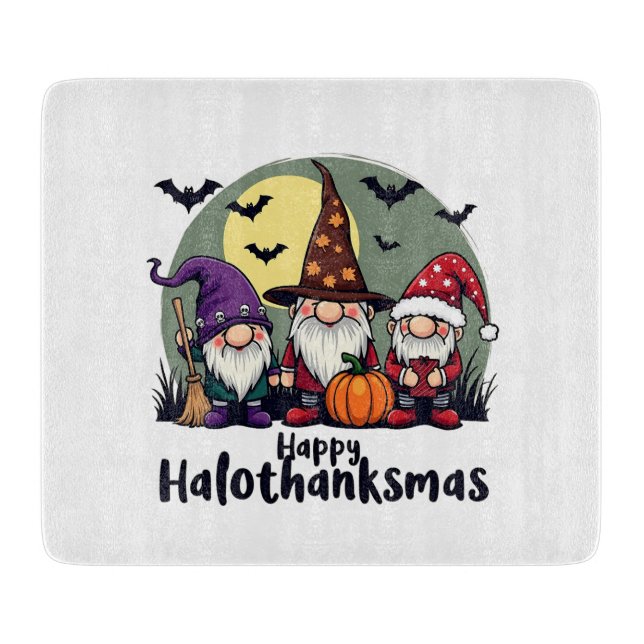 Lycklig Hallothanksmas Julafton Halloween Gnomes (Framsidan)