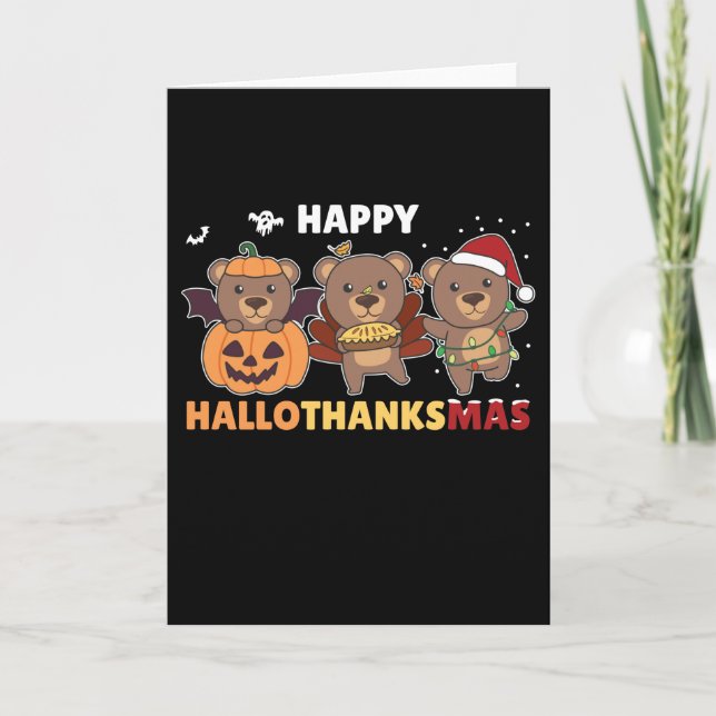 Lycklig Hallothanksmas julbjörn Helgkort (Framsida)