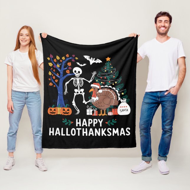 Lycklig Hallothanksmas Julhelg Gift Fall Fleecefilt (På plats)