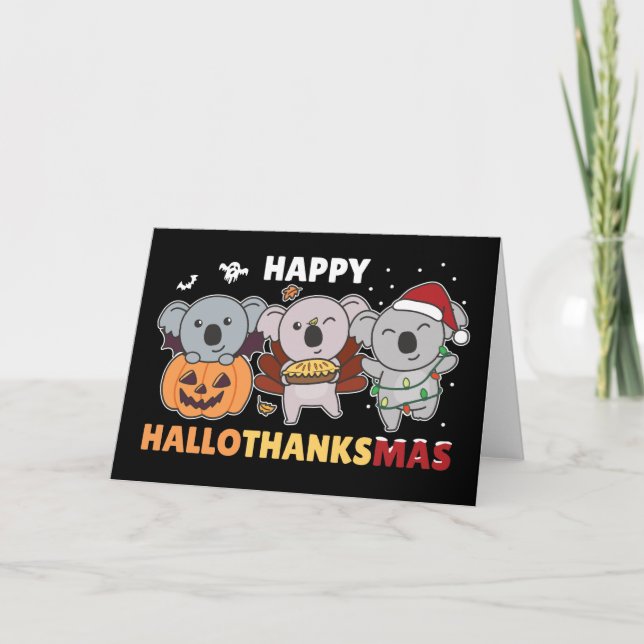 Lycklig Hallothanksmas Koalas jul Koala Holida Helgkort (Framsida)