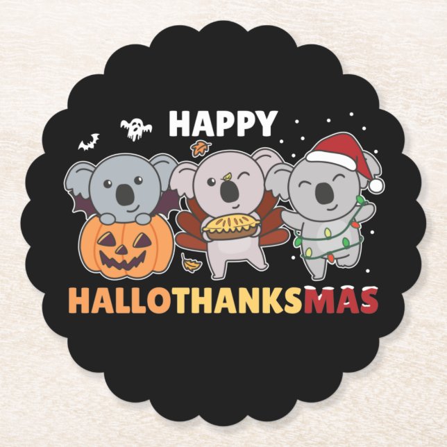 Lycklig Hallothanksmas Koalas jul Koala Papper Underlägg Papper (Framsida)