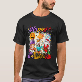 Lycklig Hallothanksmas Latte Halloween Thanksgivin T Shirt