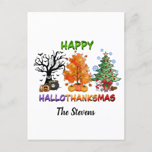 Lycklig Hallothanksmas med träd Helg Vykort