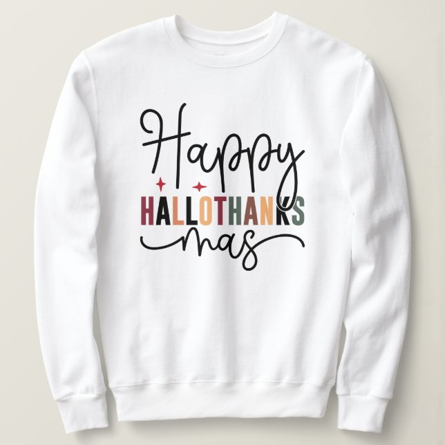 Lycklig Hallothanksmas Modern Script God jul T Shirt (Design framsida)