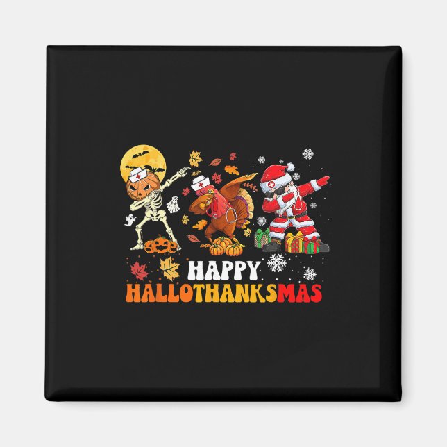 Lycklig Hallothanksmas Nurse Halloween Thanksgivin Magnet (Framsidan)