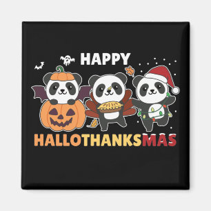 Lycklig Hallothanksmas Pandas jul Panda Magnet