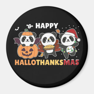 Lycklig Hallothanksmas Pandas jul Panda Magnet