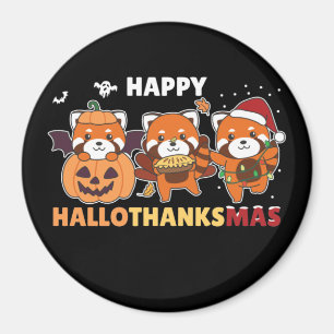 Lycklig Hallothanksmas Pandas jul Red Panda Morsa Magnet