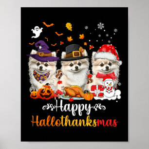 Lycklig Hallothanksmas Pommanian Hund Halloween Ch Poster