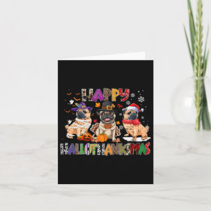 Lycklig Hallothanksmas Pug Hund älskare Halloween Kort