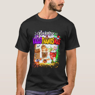 Lycklig Hallothanksmas Pumpkin Spice Latte Hallowe T Shirt