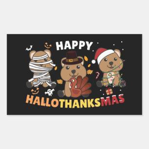 Lycklig Hallothanksmas Quokka jul-Helgdag Squa Rektangulärt Klistermärke