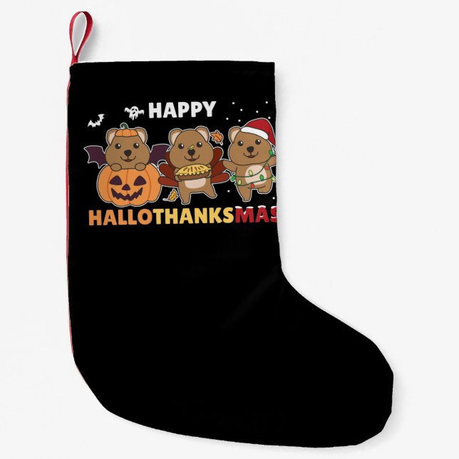 Lycklig Hallothanksmas Quokkas jul Quokka Liten Julstrumpa (Framsidan)