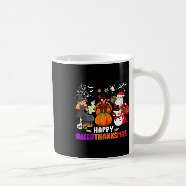 Lycklig Hallothanksmas Roligt Halloween Fall jul Kaffemugg (Höger)