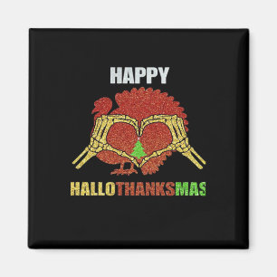 Lycklig Hallothanksmas Roligt Julhelg Mashup Magnet