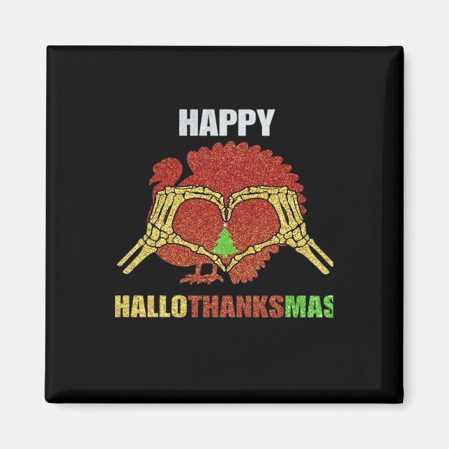 Lycklig Hallothanksmas Roligt Julhelg  Mashup Magnet (Framsidan)